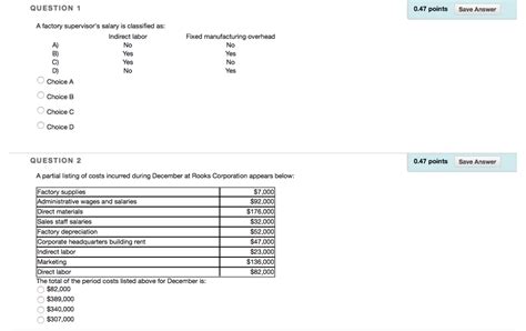 a factory supervisor's wages are classified as: